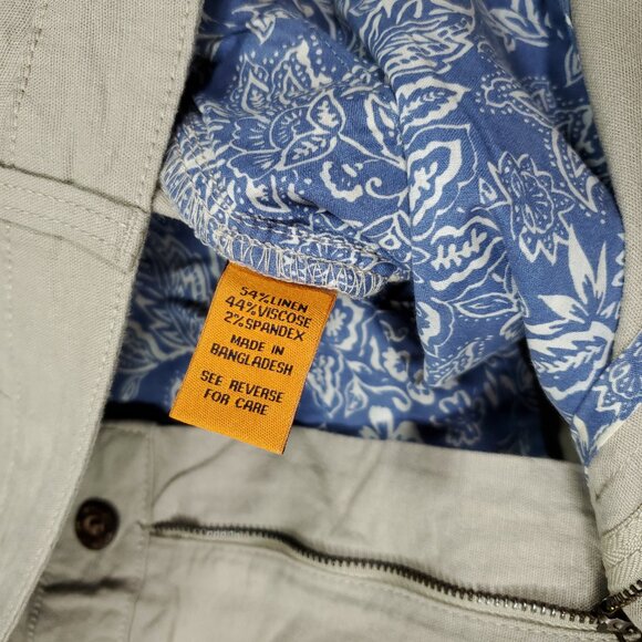 Tailor Vintage Greenwich Chino Shorts Stretch Khaki Linen Size 40 Beige Tan - Picture 6 of 8